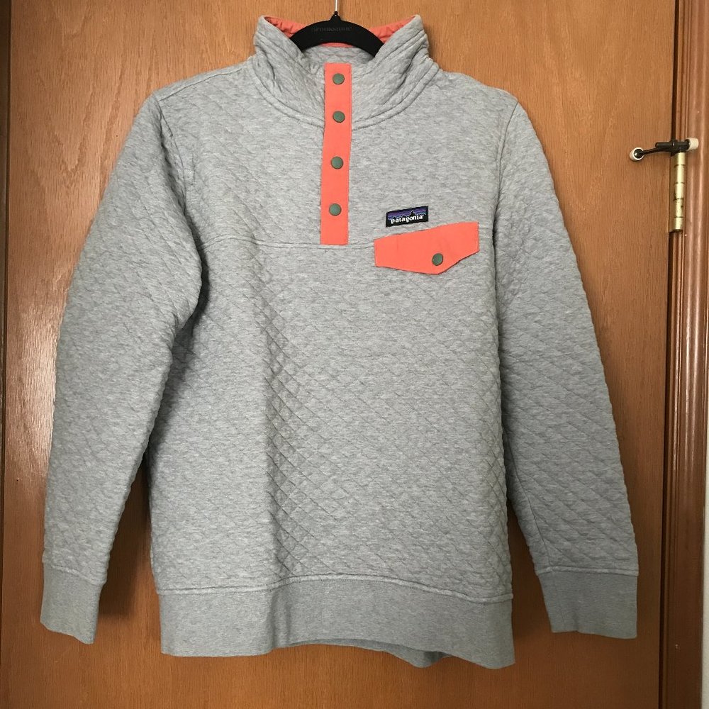 Patagonia Women's Cotton Quilt Snap-T Pullover - Medium - Gray/Peach